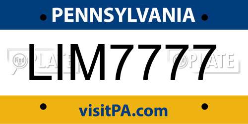 LIM7777 Pennsylvania License Plate
