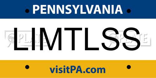 LIMTLSS Pennsylvania License Plate