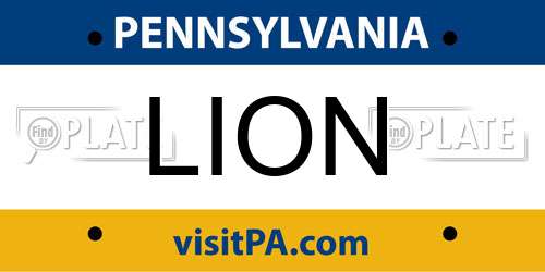 LION Pennsylvania License Plate