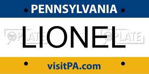 LIONEL Pennsylvania License Plate