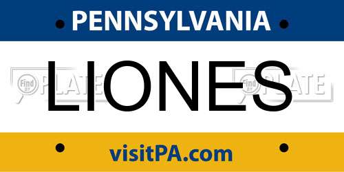 LIONES Pennsylvania License Plate