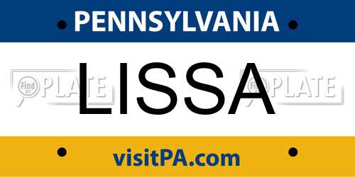 LISSA Pennsylvania License Plate