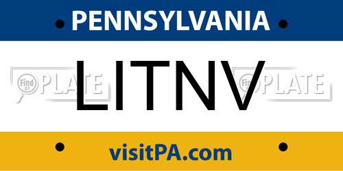 LITNV Pennsylvania License Plate