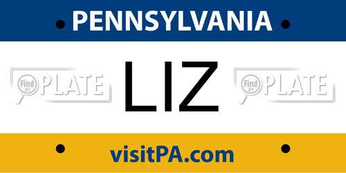 LIZ Pennsylvania License Plate