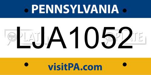 LJA1052 Pennsylvania License Plate