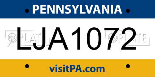 LJA1072 Pennsylvania License Plate