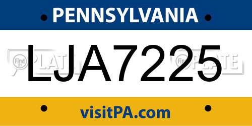 LJA7225 Pennsylvania License Plate