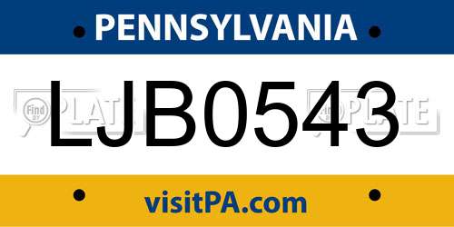 LJB0543 Pennsylvania License Plate