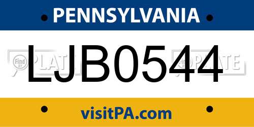 LJB0544 Pennsylvania License Plate