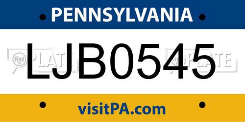 LJB0545 Pennsylvania License Plate