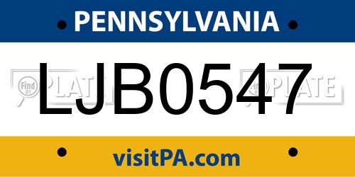 LJB0547 Pennsylvania License Plate