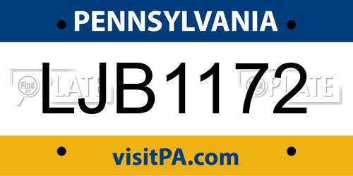 LJB1172 Pennsylvania License Plate