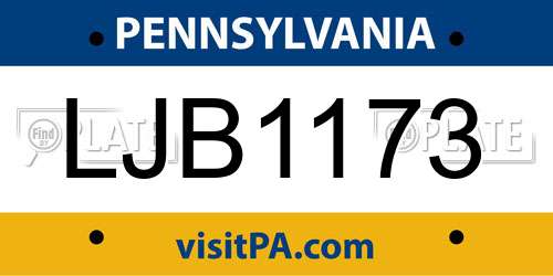 LJB1173 Pennsylvania License Plate