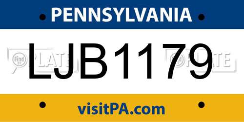 LJB1179 Pennsylvania License Plate