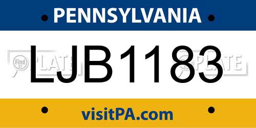 LJB1183 Pennsylvania License Plate