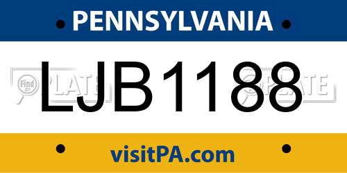 LJB1188 Pennsylvania License Plate
