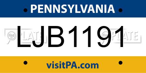 LJB1191 Pennsylvania License Plate