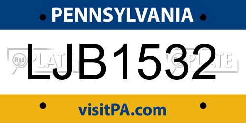 LJB1532 Pennsylvania License Plate