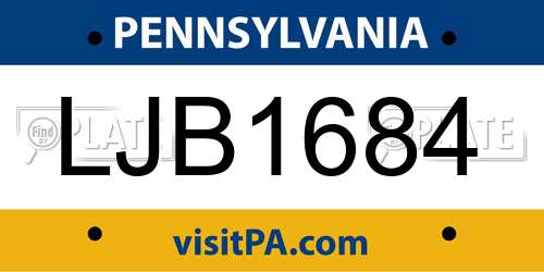 LJB1684 Pennsylvania License Plate
