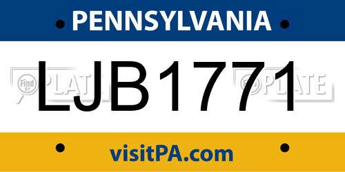 LJB1771 Pennsylvania License Plate