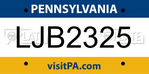 LJB2325 Pennsylvania License Plate