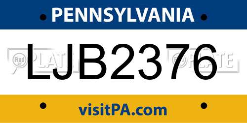 LJB2376 Pennsylvania License Plate