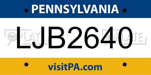 LJB2640 Pennsylvania License Plate