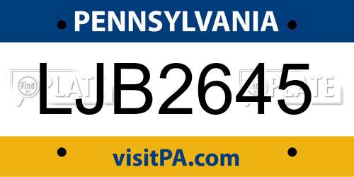 LJB2645 Pennsylvania License Plate
