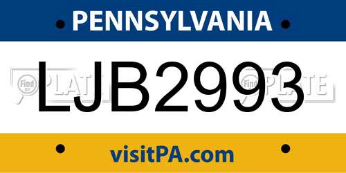 LJB2993 Pennsylvania License Plate