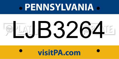 LJB3264 Pennsylvania License Plate