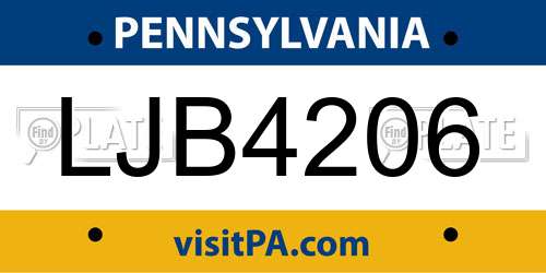 LJB4206 Pennsylvania License Plate