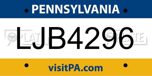 LJB4296 Pennsylvania License Plate