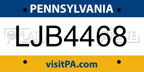 LJB4468 Pennsylvania License Plate