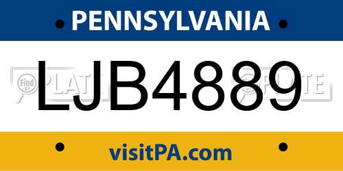 LJB4889 Pennsylvania License Plate