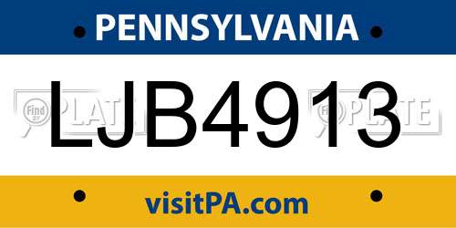 LJB4913 Pennsylvania License Plate
