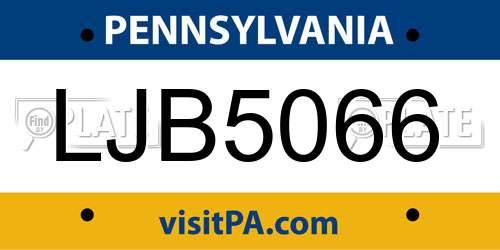 LJB5066 Pennsylvania License Plate
