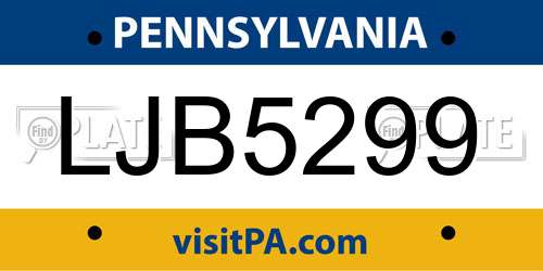 LJB5299 Pennsylvania License Plate