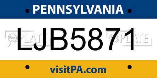 LJB5871 Pennsylvania License Plate