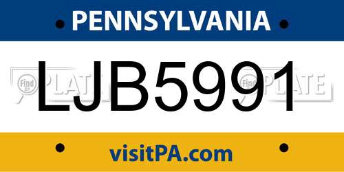 LJB5991 Pennsylvania License Plate