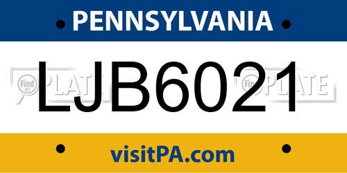 LJB6021 Pennsylvania License Plate