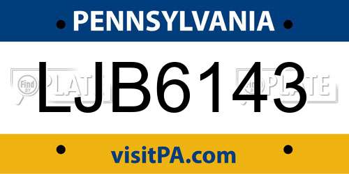 LJB6143 Pennsylvania License Plate