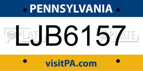 LJB6157 Pennsylvania License Plate