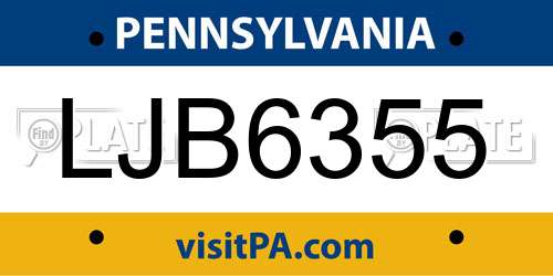 LJB6355 Pennsylvania License Plate