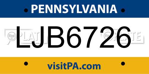 LJB6726 Pennsylvania License Plate