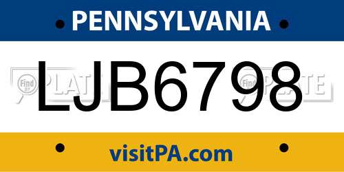 LJB6798 Pennsylvania License Plate