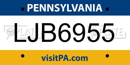 LJB6955 Pennsylvania License Plate