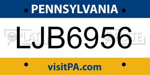 LJB6956 Pennsylvania License Plate