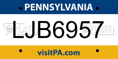 LJB6957 Pennsylvania License Plate