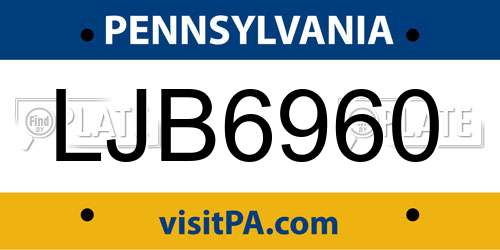 LJB6960 Pennsylvania License Plate
