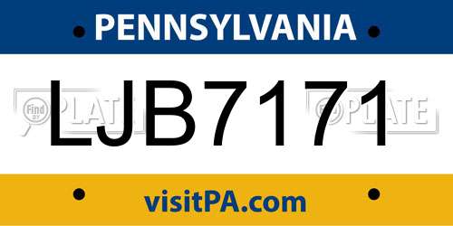 LJB7171 Pennsylvania License Plate
